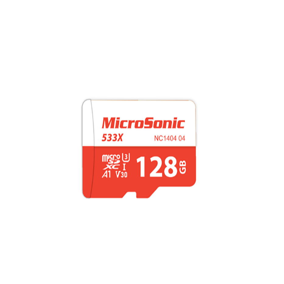 کارت حافظه میکروسونیک microSDXC با ظرفیت 128 گیگابایت مدل 533X V30 A1 کلاس 10